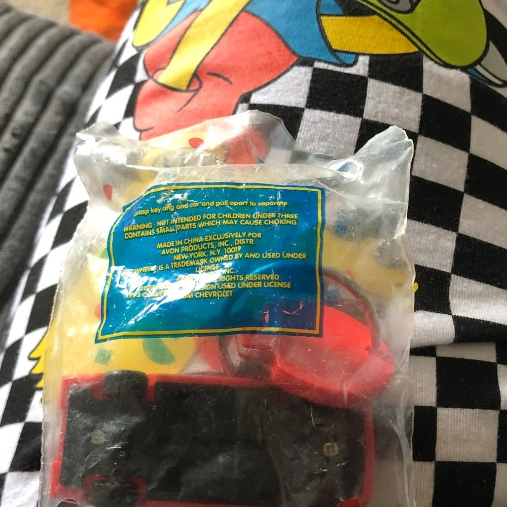 Avon Red and Yellow Hot Wheels Keychain in Branded Bag